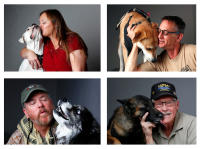 Military Veterans with their service dogs for Paws & Stripes