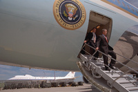 President George W. Bush arrives at Offutt Air Force Base in Nebraska Tuesday, Sept. 11, 2001. 