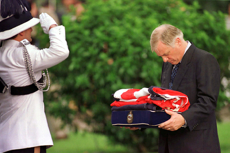 Gov. Chris Patten ceremony for his departure from Hong Kong ending British Rule